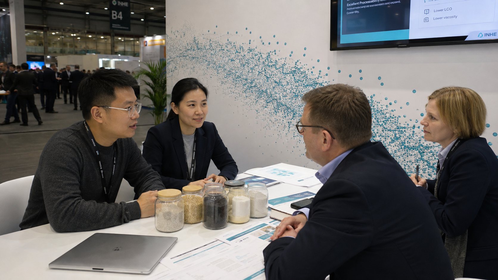 EuroTier Hannover, Germany — Follow-up talks in the aisle