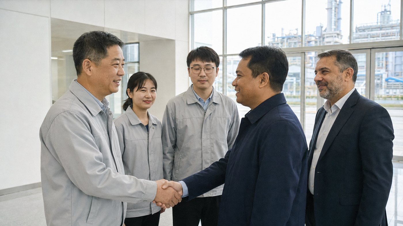 Receiving overseas customers at the plant